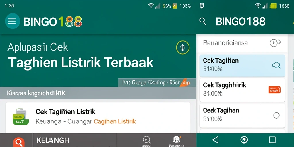 Antarmuka aplikasi BINGO188 untuk cek tagihan listrik