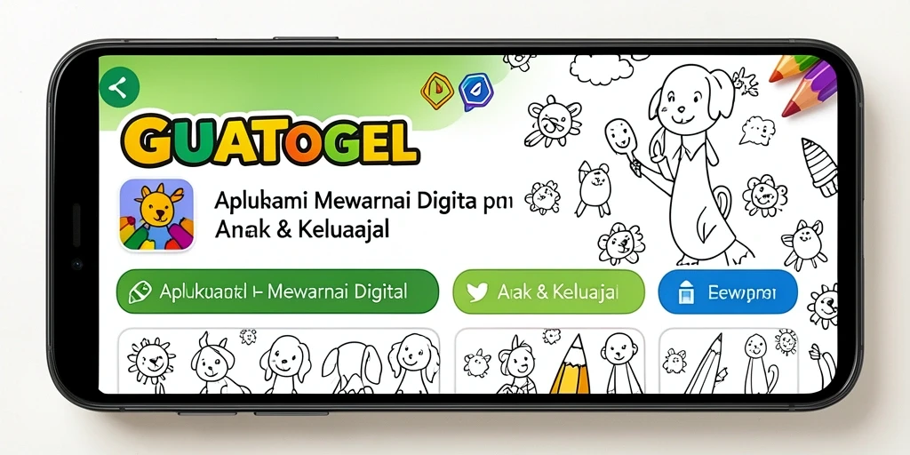 Antarmuka GUATOGEL yang ramah anak untuk mewarnai digital.