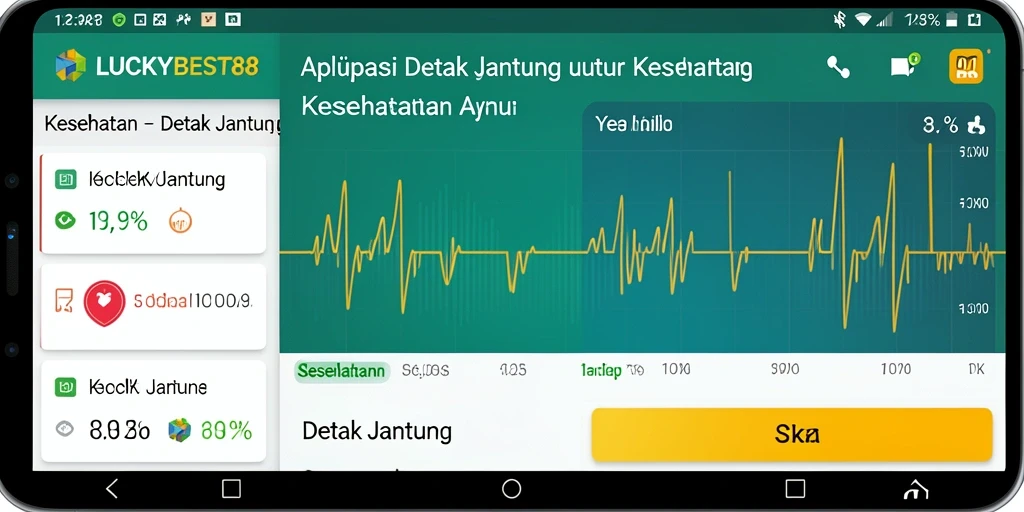 Antarmuka pengguna LUCKYBEST88 dalam memantau detak jantung.