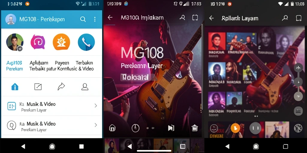 Antarmuka aplikasi MG108 saat perekaman layar.