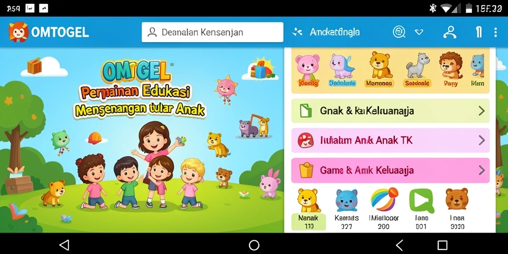 Antarmuka menarik dan interaktif dari aplikasi Game Anak TK.